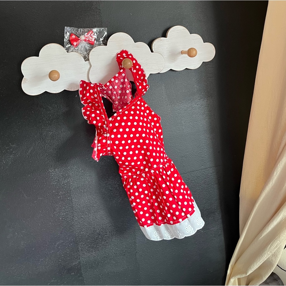 Red & White Polka Dot Dog Dress & Bow